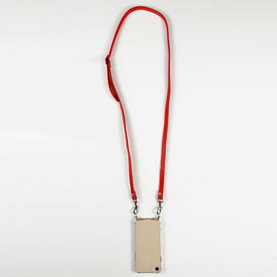 Coque Renforcée Transparente Pour Xiaomi Redmi 12C Lanière / Cordon Cuir 2 Rouge