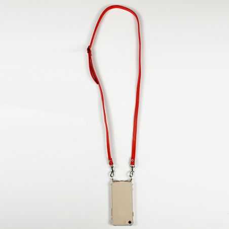 Coque Renforcée Transparente Pour Xiaomi Redmi 12C Lanière / Cordon Cuir 2 Rouge