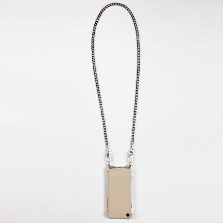 Coque Renforcée Transparente Pour Xiaomi Redmi 12C Lanière / Cordon Metal Plate Argent