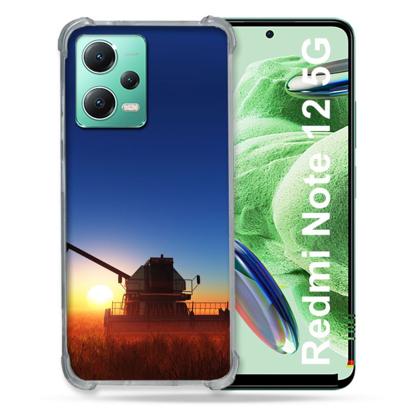 Coque Renforcée En Verre Trempé Pour Xiaomi Redmi Note 12 5G Agriculture Moissonneuse Soleil