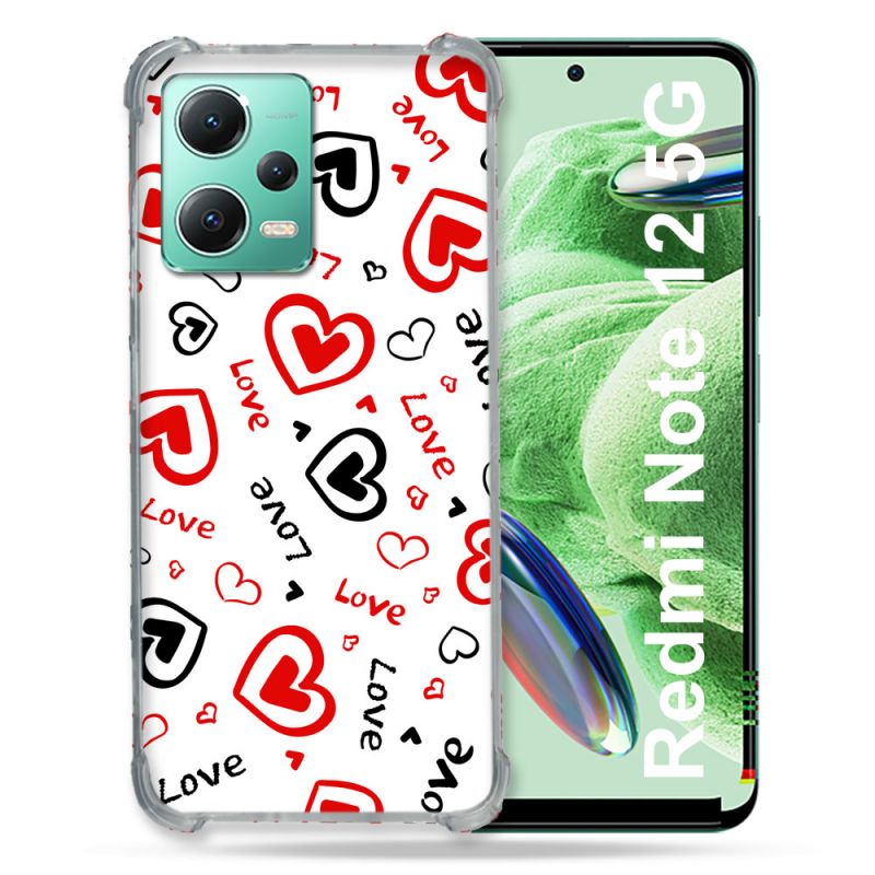 Coque Renforcée En Verre Trempé Pour Xiaomi Redmi Note 12 5G Amour Love