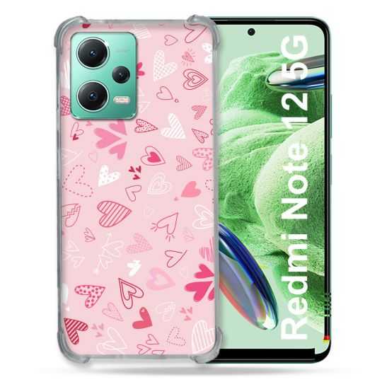 Coque Renforcée En Verre Trempé Pour Xiaomi Redmi Note 12 5G Amour Ptis Coeurs