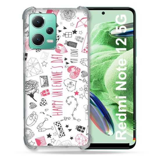 Coque Renforcée En Verre Trempé Pour Xiaomi Redmi Note 12 5G Amour Valentines