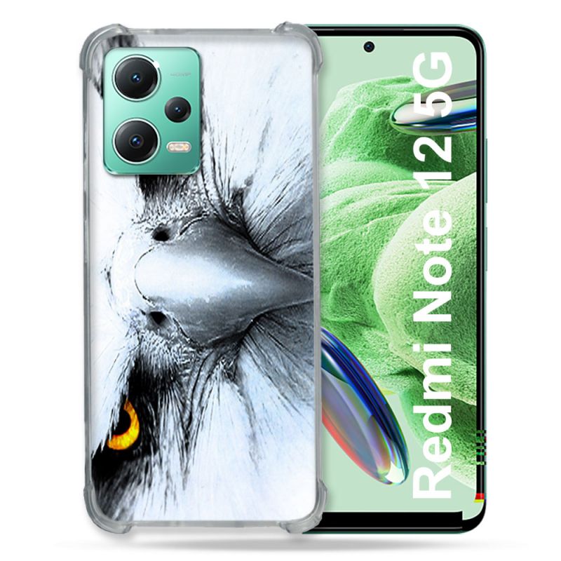 Coque Renforcée En Verre Trempé Pour Xiaomi Redmi Note 12 5G Animal Aigle Royal Blanc