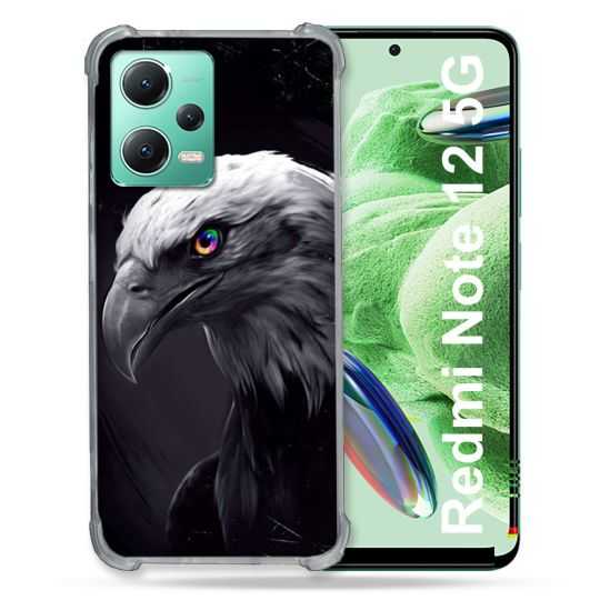 Coque Renforcée En Verre Trempé Pour Xiaomi Redmi Note 12 5G Animal Aigle Royal Noir
