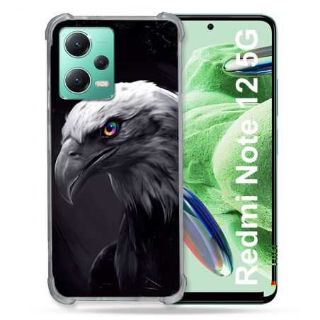 Coque Renforcée En Verre Trempé Pour Xiaomi Redmi Note 12 5G Animal Aigle Royal Noir