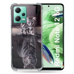 Coque Renforcée En Verre Trempé Pour Xiaomi Redmi Note 12 5G Animal Chat Reflet