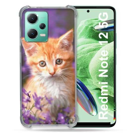 Coque Renforcée En Verre Trempé Pour Xiaomi Redmi Note 12 5G Animal Chat Violet