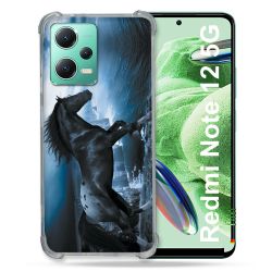Coque Renforcée En Verre Trempé Pour Xiaomi Redmi Note 12 5G Animal Cheval Noir