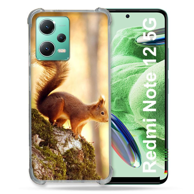 Coque Renforcée En Verre Trempé Pour Xiaomi Redmi Note 12 5G Animal Ecureuil Bois