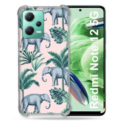 Coque Renforcée En Verre Trempé Pour Xiaomi Redmi Note 12 5G Animal Elephant Pattern