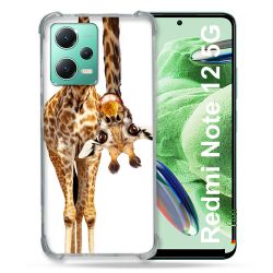 Coque Renforcée En Verre Trempé Pour Xiaomi Redmi Note 12 5G Animal Girafe Blanche