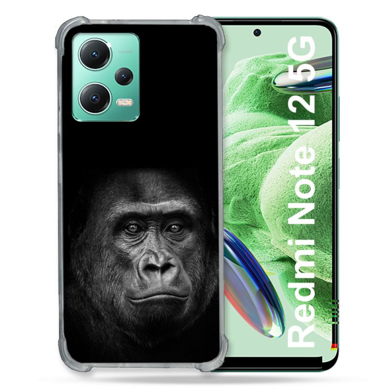 Coque Renforcée En Verre Trempé Pour Xiaomi Redmi Note 12 5G Animal Gorille Noir
