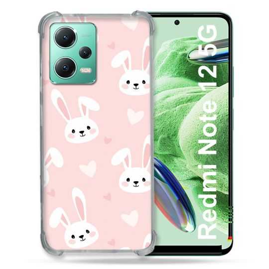 Coque Renforcée En Verre Trempé Pour Xiaomi Redmi Note 12 5G Animal Lapin Rose