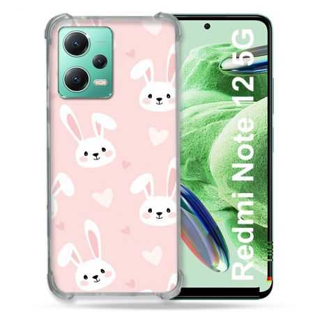 Coque Renforcée En Verre Trempé Pour Xiaomi Redmi Note 12 5G Animal Lapin Rose