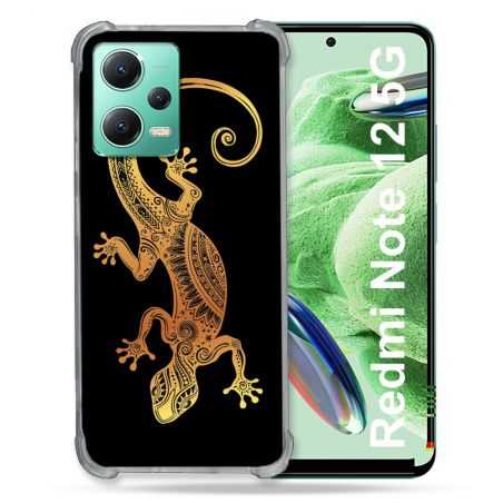 Coque Renforcée En Verre Trempé Pour Xiaomi Redmi Note 12 5G Animal Lezard Noir