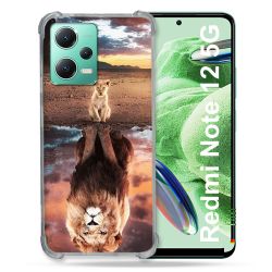 Coque Renforcée En Verre Trempé Pour Xiaomi Redmi Note 12 5G Animal Lion Reflet