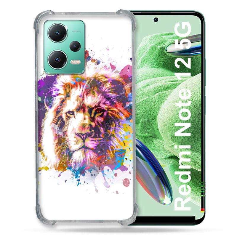 Coque Renforcée En Verre Trempé Pour Xiaomi Redmi Note 12 5G Animal Lion Tag