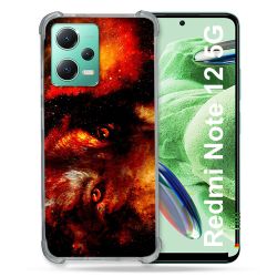 Coque Renforcée En Verre Trempé Pour Xiaomi Redmi Note 12 5G Animal Loup Espace