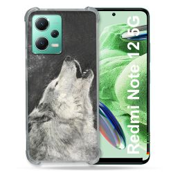 Coque Renforcée En Verre Trempé Pour Xiaomi Redmi Note 12 5G Animal Loup Hurlement