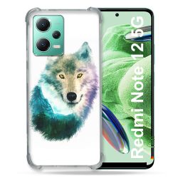 Coque Renforcée En Verre Trempé Pour Xiaomi Redmi Note 12 5G Animal Loup Montagne