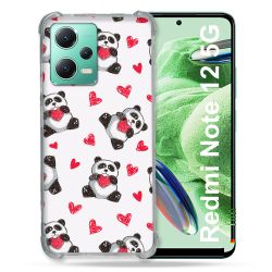 Coque Renforcée En Verre Trempé Pour Xiaomi Redmi Note 12 5G Animal Panda Cœur