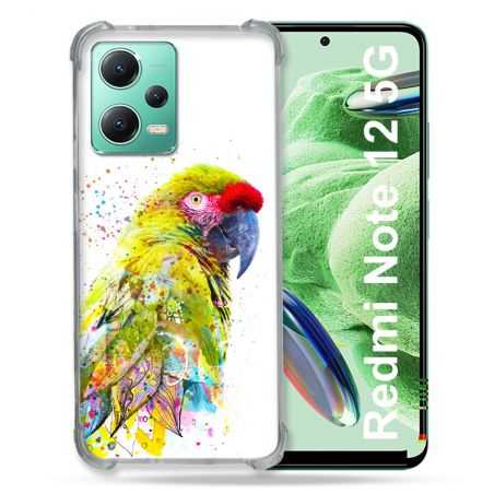 Coque Renforcée En Verre Trempé Pour Xiaomi Redmi Note 12 5G Animal Perroquet Jaune