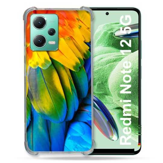 Coque Renforcée En Verre Trempé Pour Xiaomi Redmi Note 12 5G Animal Perroquet Plume