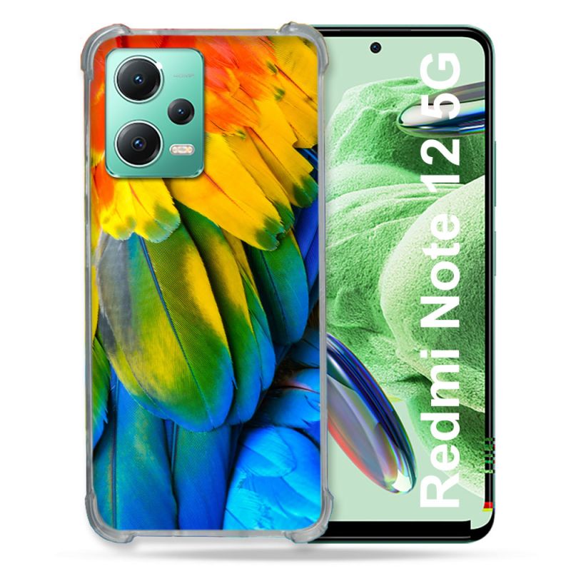 Coque Renforcée En Verre Trempé Pour Xiaomi Redmi Note 12 5G Animal Perroquet Plume