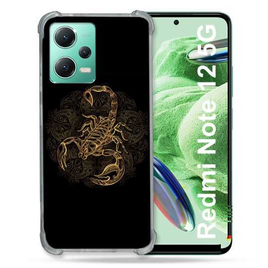 Coque Renforcée En Verre Trempé Pour Xiaomi Redmi Note 12 5G Animal Scorpion Fresque