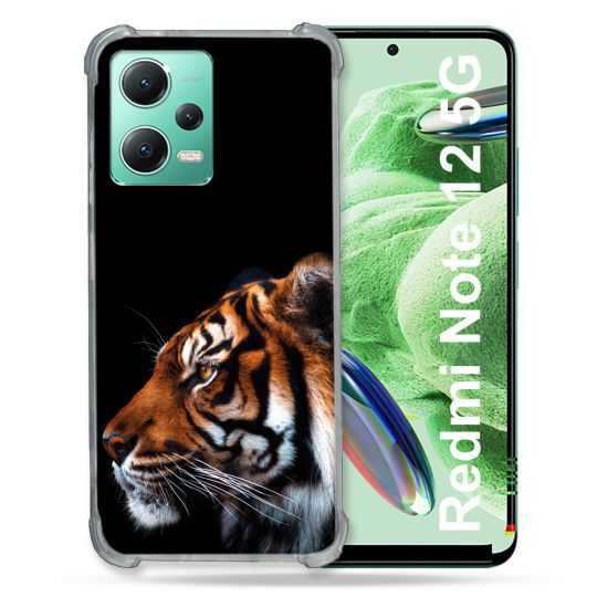 Coque Renforcée En Verre Trempé Pour Xiaomi Redmi Note 12 5G Animal Tigre Noir