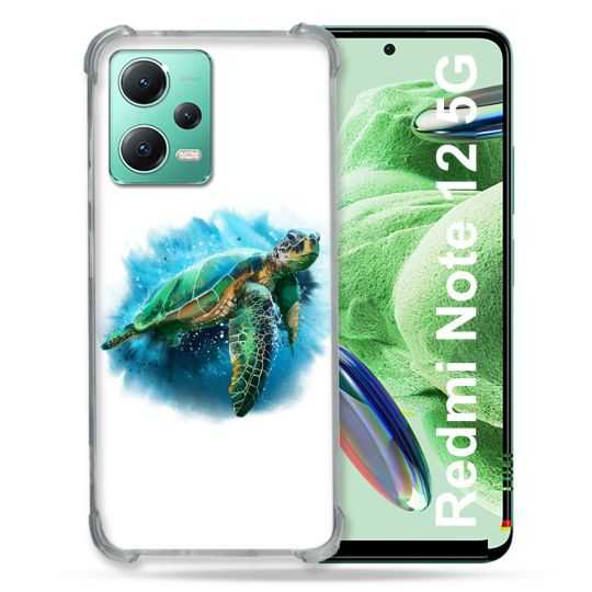 Coque Renforcée En Verre Trempé Pour Xiaomi Redmi Note 12 5G Animal Tortue Blanche multicolore