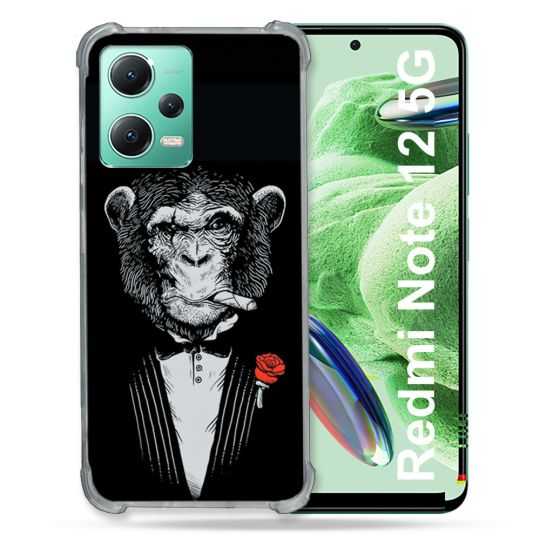 Coque Renforcée En Verre Trempé Pour Xiaomi Redmi Note 12 5G Decale Singe Mafia