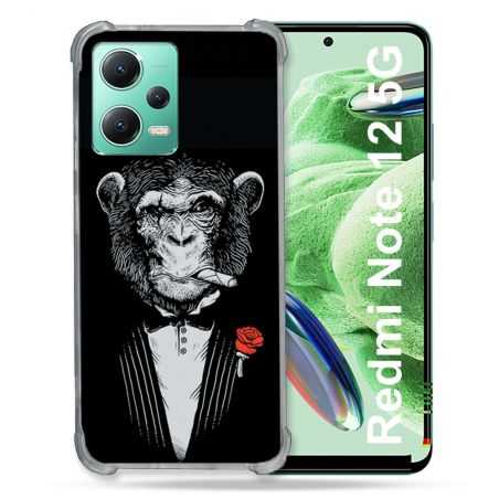 Coque Renforcée En Verre Trempé Pour Xiaomi Redmi Note 12 5G Decale Singe Mafia