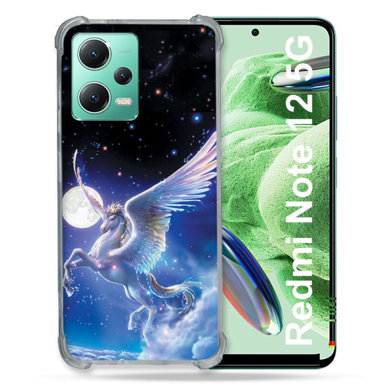 Coque Renforcée En Verre Trempé Pour Xiaomi Redmi Note 12 5G Fantastique Licorne Céleste