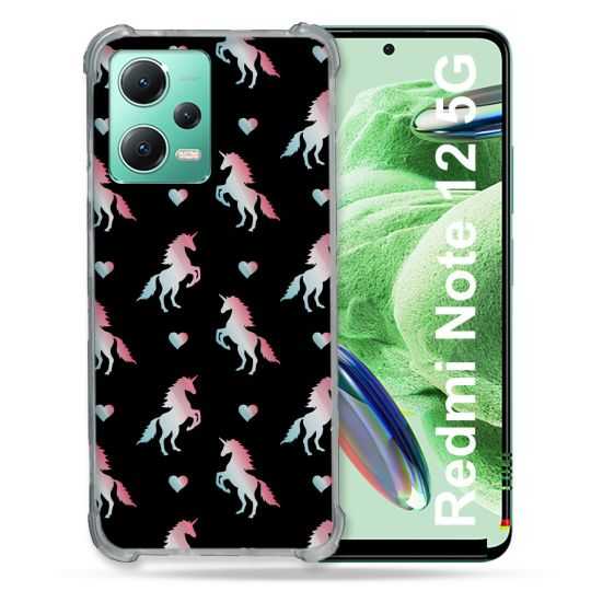 Coque Renforcée En Verre Trempé Pour Xiaomi Redmi Note 12 5G Fantastique Licorne Pattern