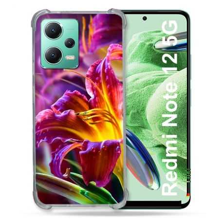 Coque Renforcée En Verre Trempé Pour Xiaomi Redmi Note 12 5G Fleur Lys Color