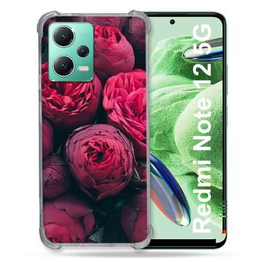 Coque Renforcée En Verre Trempé Pour Xiaomi Redmi Note 12 5G Fleur Pivoine