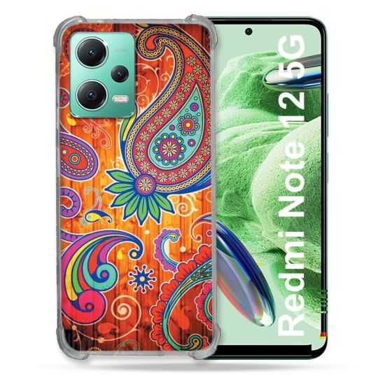 Coque Renforcée En Verre Trempé Pour Xiaomi Redmi Note 12 5G Fleur Psychedelic