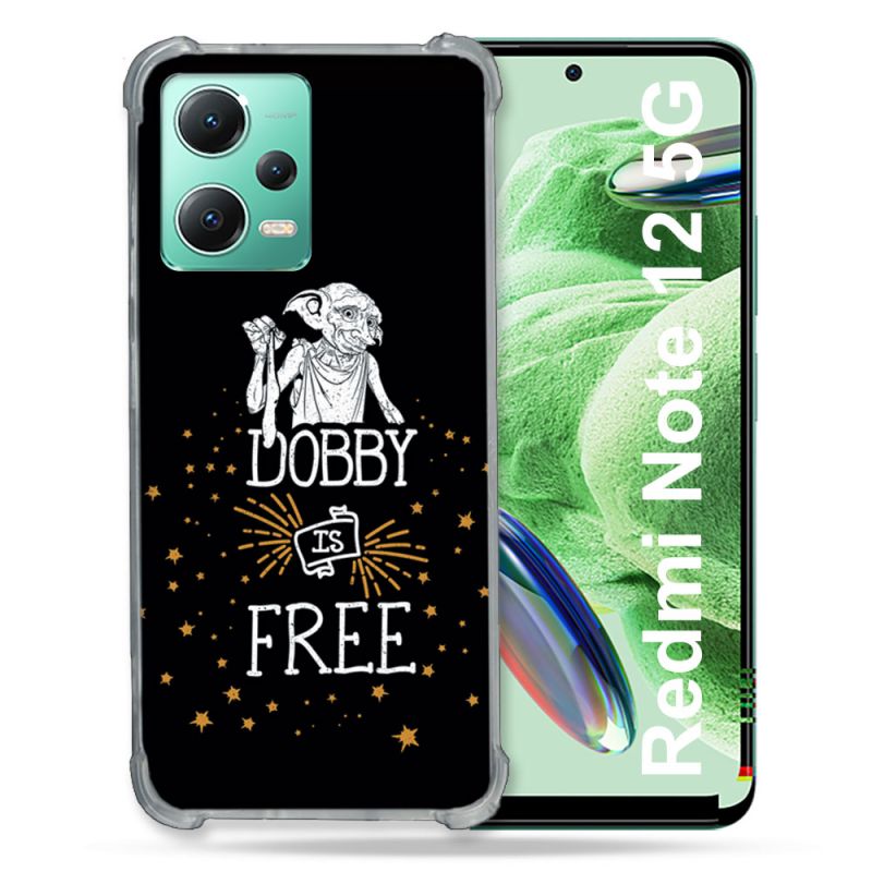 Coque Renforcée En Verre Trempé Pour Xiaomi Redmi Note 12 5G Harry Potter Dobby Free Noir