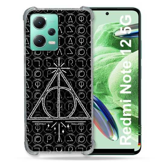 Coque Renforcée En Verre Trempé Pour Xiaomi Redmi Note 12 5G Harry Potter Hollows Triangle Noir