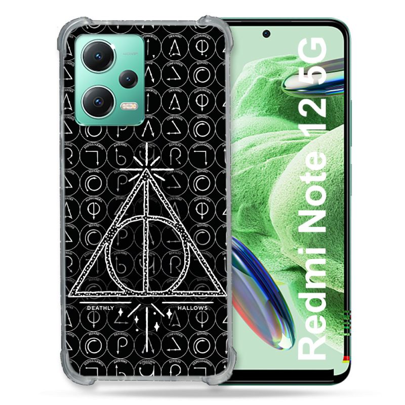 Coque Renforcée En Verre Trempé Pour Xiaomi Redmi Note 12 5G Harry Potter Hollows Triangle Noir