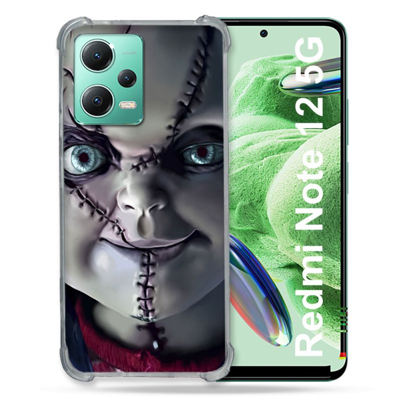 Coque Renforcée En Verre Trempé Pour Xiaomi Redmi Note 12 5G Horreur Chucky Cicatrice