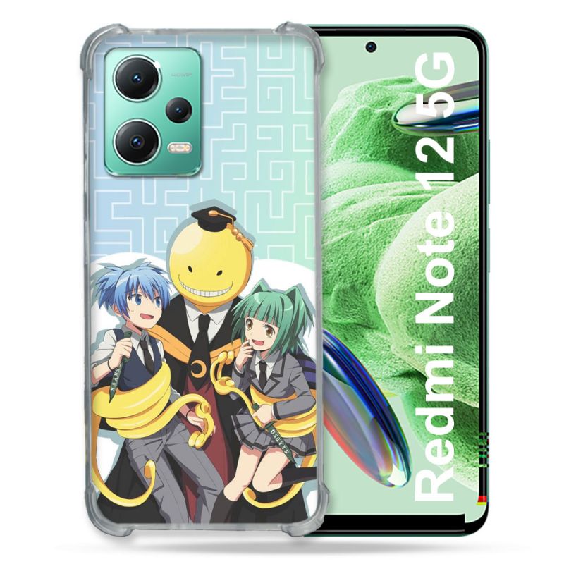 Coque Renforcée En Verre Trempé Pour Xiaomi Redmi Note 12 5G Manga Assassination Classroom Kuro Trio