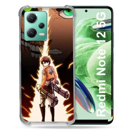 Coque Renforcée En Verre Trempé Pour Xiaomi Redmi Note 12 5G Manga Attaque Titans Eren Eclair