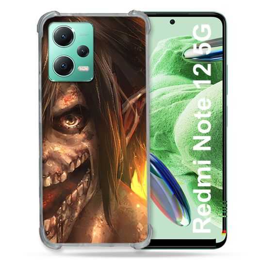 Coque Renforcée En Verre Trempé Pour Xiaomi Redmi Note 12 5G Manga Attaque Titans Eren Titan