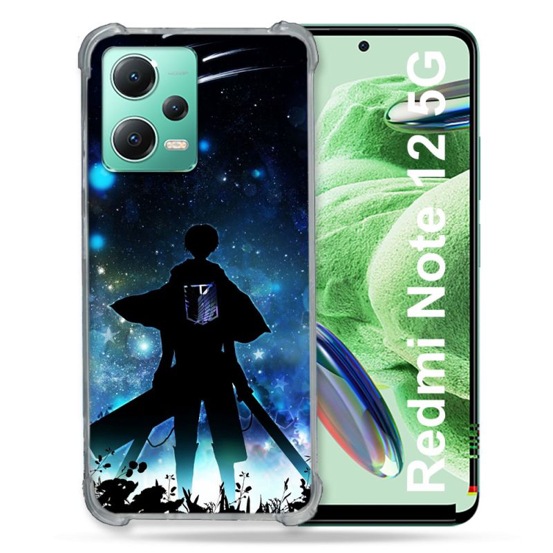 Coque Renforcée En Verre Trempé Pour Xiaomi Redmi Note 12 5G Manga Attaque Titans Levi