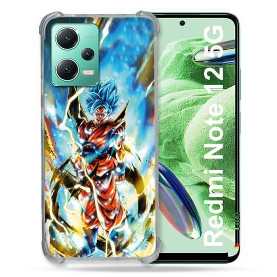 Coque Renforcée En Verre Trempé Pour Xiaomi Redmi Note 12 5G Manga Dragon Ball Sangoku Blanc