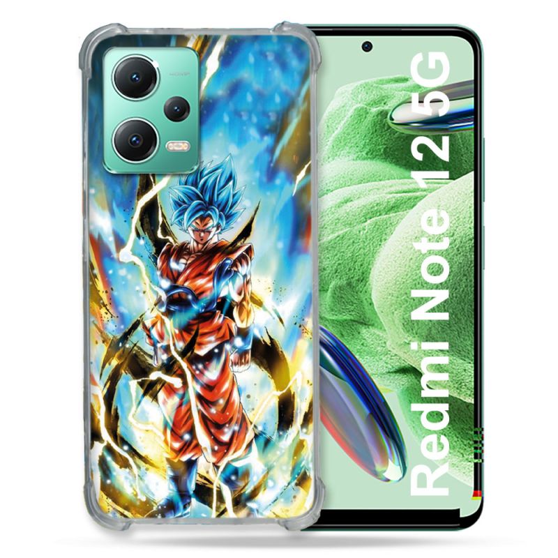 Coque Renforcée En Verre Trempé Pour Xiaomi Redmi Note 12 5G Manga Dragon Ball Sangoku Blanc
