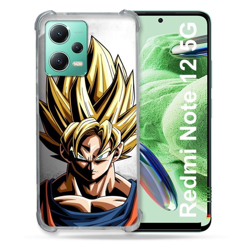 Coque Renforcée En Verre Trempé Pour Xiaomi Redmi Note 12 5G Manga Dragon Ball Sangoku Portrait